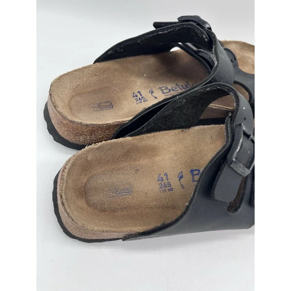 Betula Birkenstock Leo Black Buckle Sandals Size EU 41 Womens Size 10